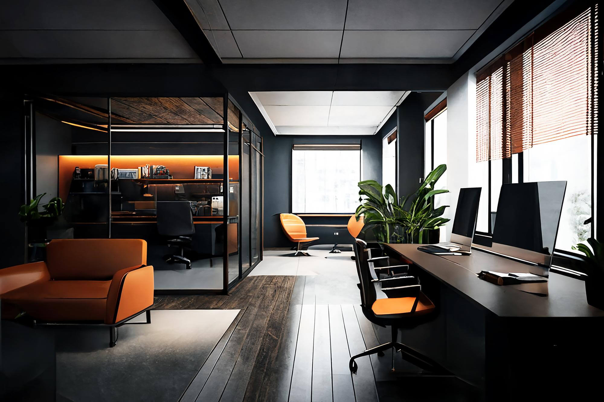 modern-business-office-interior-orange-brown-tones