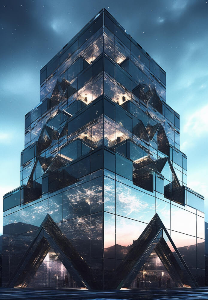 arafed-glass-building-with-multiple-levels-multiple-levels-generative-ai